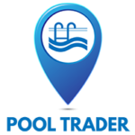 A Map pin logo in blue representing the Pool Trrader brand as a logo