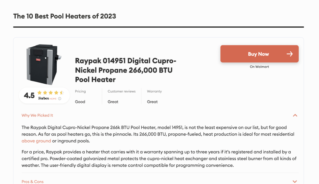 Raypak Named Atop Best Pool Heaters of 2023 on Forbes